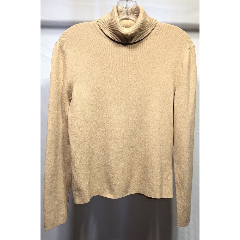 Express Knit Turtleneck Sweater L Tan Long Sleeve Cottage Office Capsule